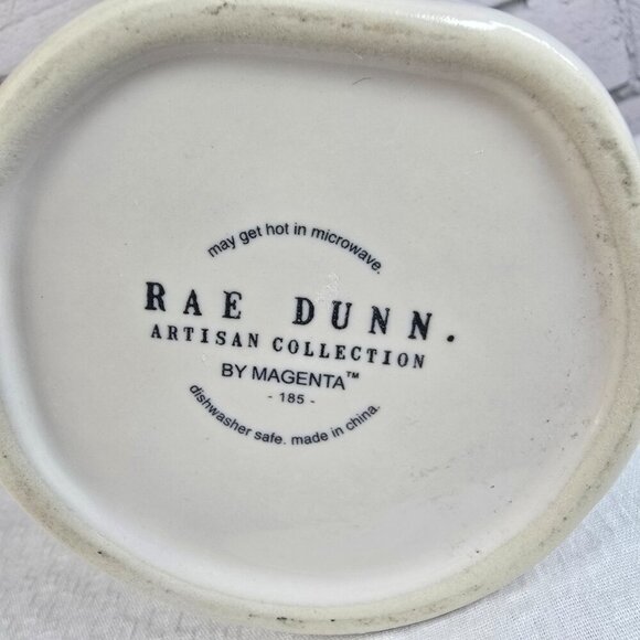 RAE DUNN ARTISAN COLLECTION MUG HAPPY WHITE WITH SUNNY YELLOW INSIDE EUC - Picture 3 of 4